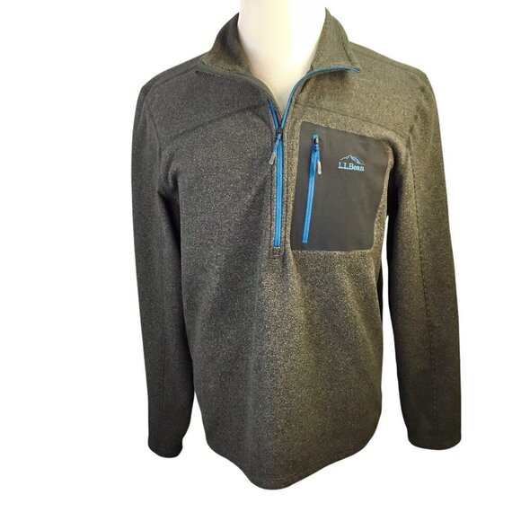 L.L. Bean North Ridge Slightly Fitted 1/4 Zip Fleece Pullover Sweater Gray Blue - Picture 2 of 7